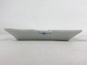 Japanese Ceramic Sometsuke Small Plate Vtg Rectangle Sansui Landscape Blue PY603