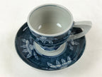 Japanese Ceramic Sometsuke Teacup And Saucer Vtg Pottery White Blue Floral PY590