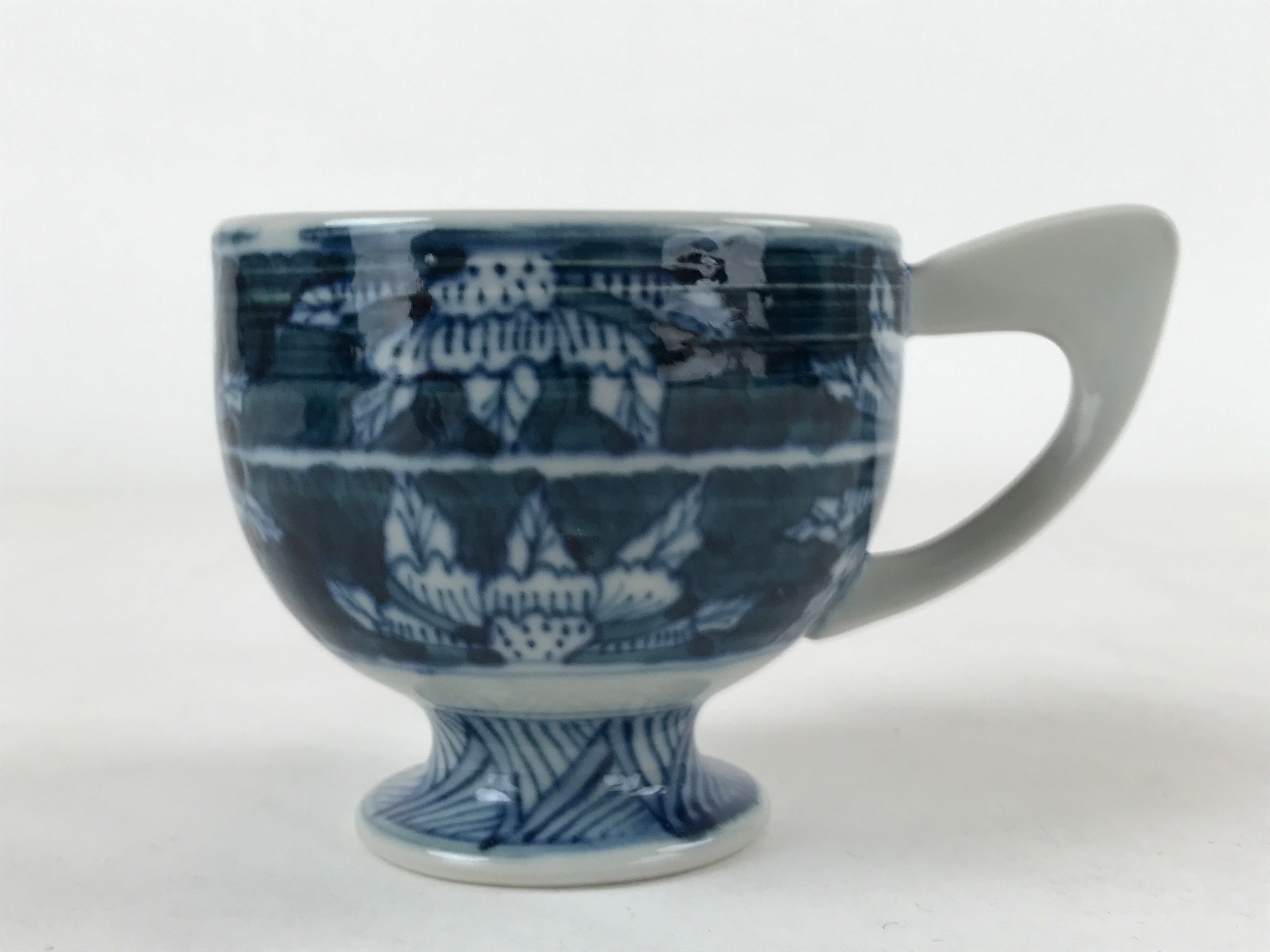 Japanese Ceramic Sometsuke Teacup And Saucer Vtg Pottery White Blue Floral PY590