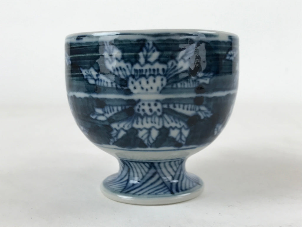 Japanese Ceramic Sometsuke Teacup And Saucer Vtg Pottery White Blue Floral PY590