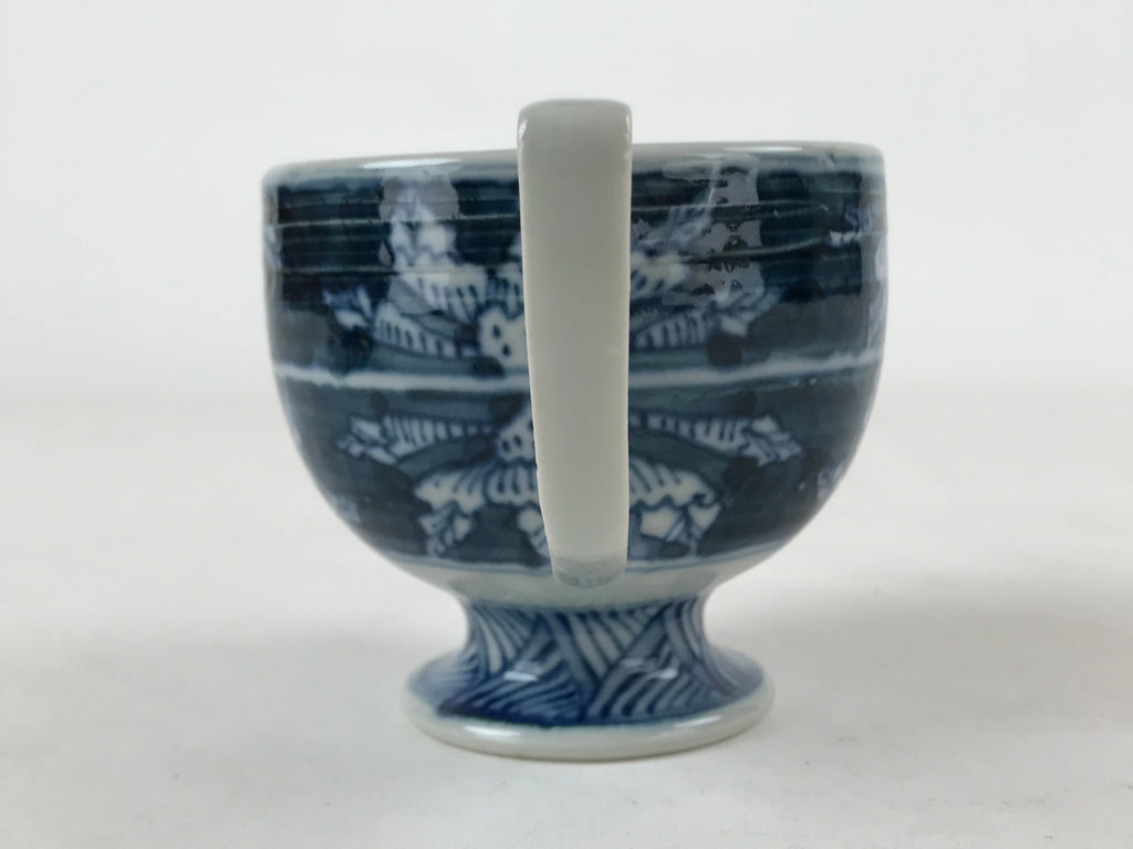 Japanese Ceramic Sometsuke Teacup And Saucer Vtg Pottery White Blue Floral PY590
