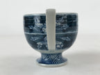 Japanese Ceramic Sometsuke Teacup And Saucer Vtg Pottery White Blue Floral PY590
