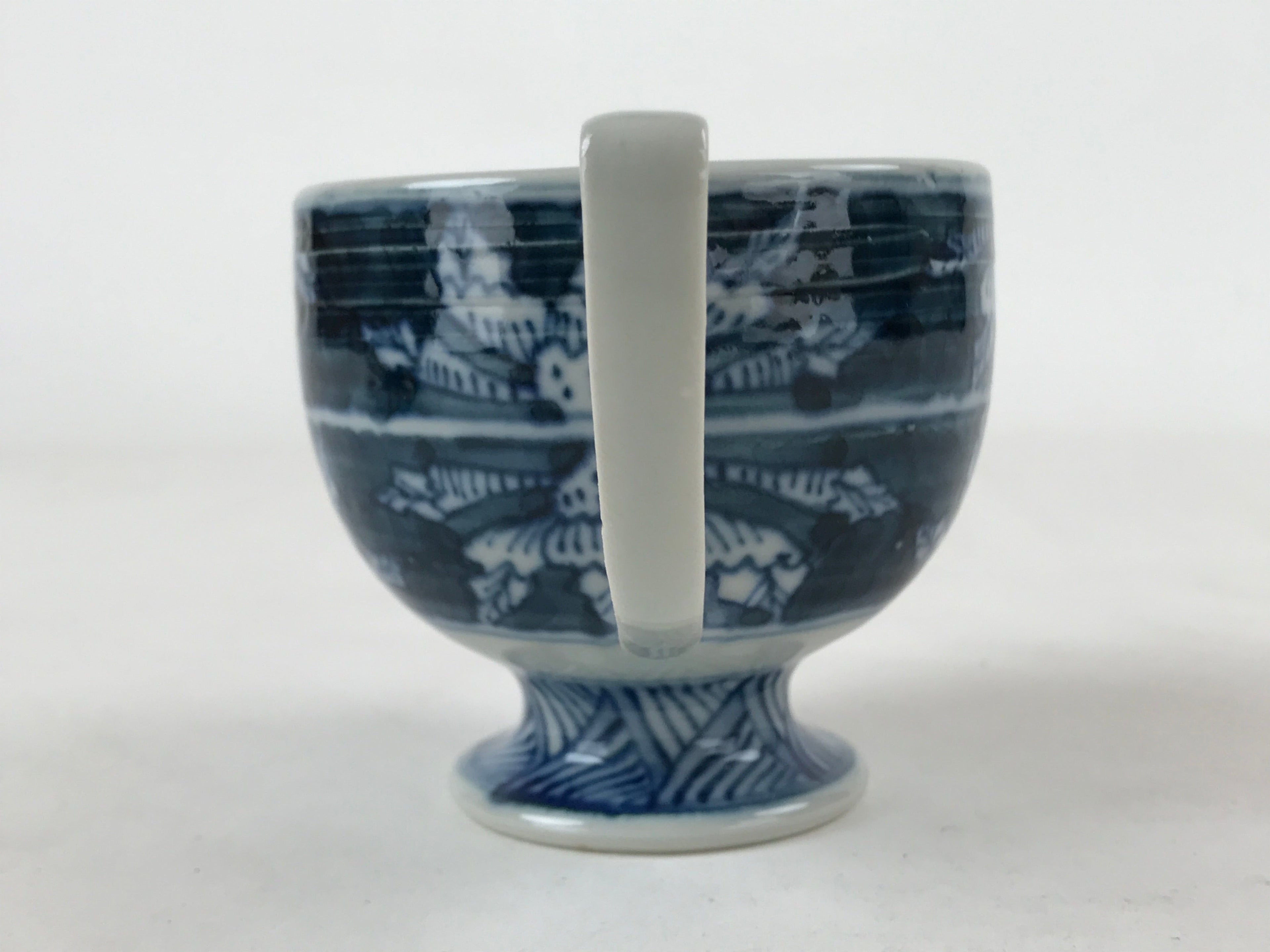 Japanese Ceramic Sometsuke Teacup And Saucer Vtg Pottery White Blue Floral PY590