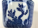 Japanese Ceramic Sometsuke Teacup Vtg Shochikubai White Blue Yunomi Sencha TC416