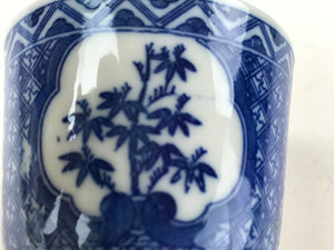 Japanese Ceramic Sometsuke Teacup Vtg Shochikubai White Blue Yunomi Sencha TC416