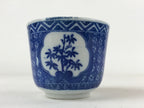 Japanese Ceramic Sometsuke Teacup Vtg Shochikubai White Blue Yunomi Sencha TC416