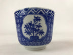 Japanese Ceramic Sometsuke Teacup Vtg Shochikubai White Blue Yunomi Sencha TC417