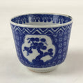 Japanese Ceramic Sometsuke Teacup Vtg Shochikubai White Blue Yunomi Sencha TC417
