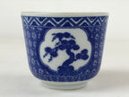 Japanese Ceramic Sometsuke Teacup Vtg Shochikubai White Blue Yunomi Sencha TC419