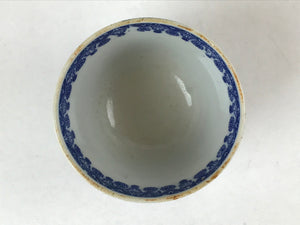 Japanese Ceramic Sometsuke Teacup Vtg Shochikubai White Blue Yunomi Sencha TC419