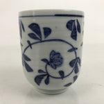 Japanese Ceramic Sometsuke Teacup Vtg White Blue Flowers Sencha Yunomi TC443