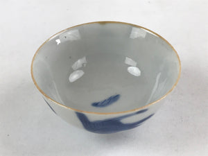 Japanese Ceramic Sometsuke Yunomi Teacup Vtg Pottery Blue White Bird TC358