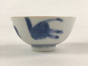 Japanese Ceramic Sometsuke Yunomi Teacup Vtg Pottery Blue White Bird TC358