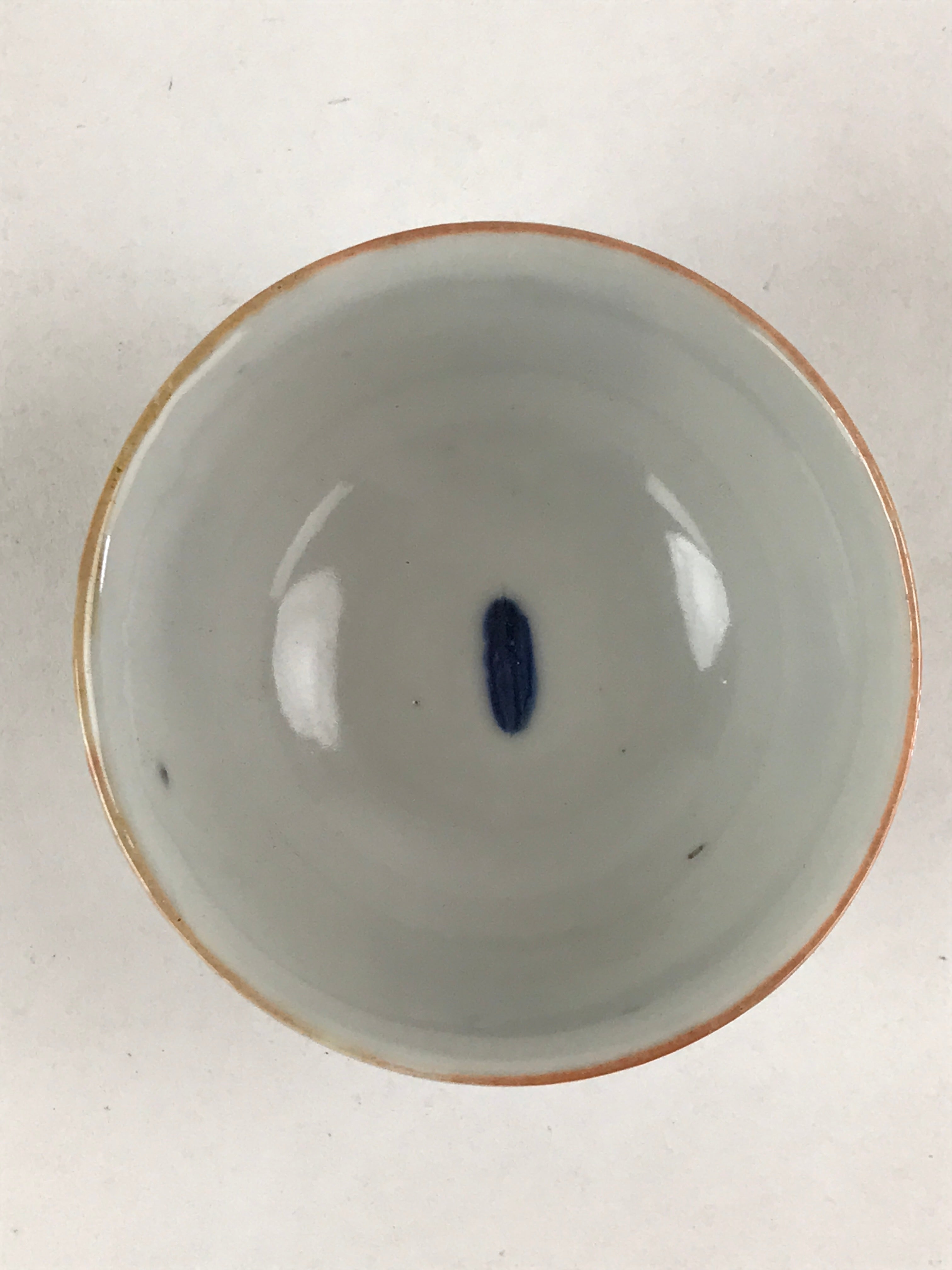 Japanese Ceramic Sometsuke Yunomi Teacup Vtg Pottery Blue White Bird TC359