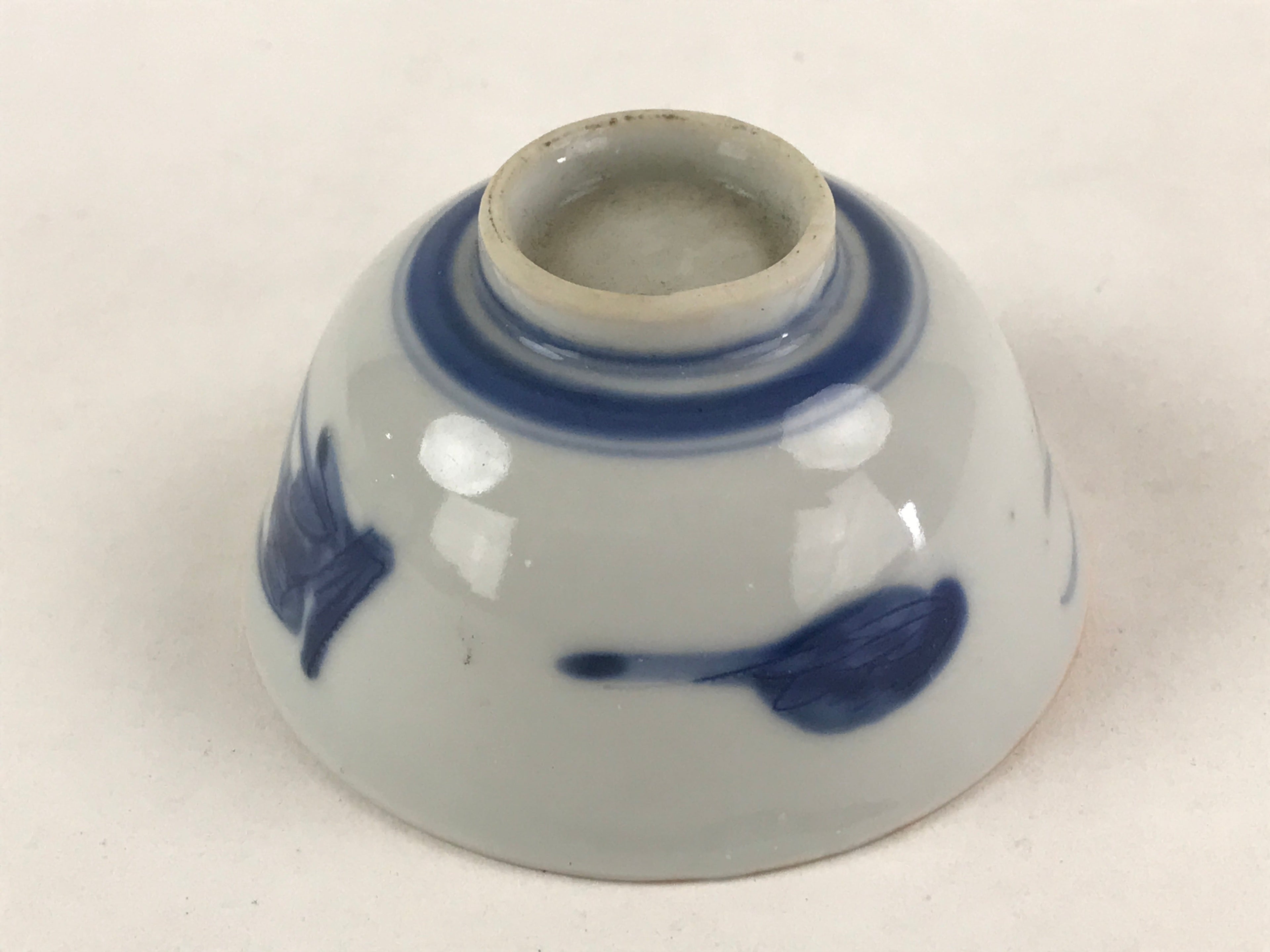 Japanese Ceramic Sometsuke Yunomi Teacup Vtg Pottery Blue White Bird TC359