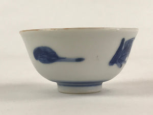 Japanese Ceramic Sometsuke Yunomi Teacup Vtg Pottery Blue White Bird TC359