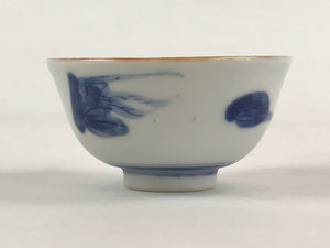 Japanese Ceramic Sometsuke Yunomi Teacup Vtg Pottery Blue White Bird TC359