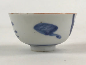 Japanese Ceramic Sometsuke Yunomi Teacup Vtg Pottery Blue White Bird TC360