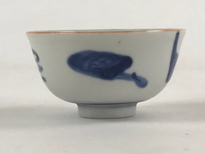 Japanese Ceramic Sometsuke Yunomi Teacup Vtg Pottery Blue White Bird TC360