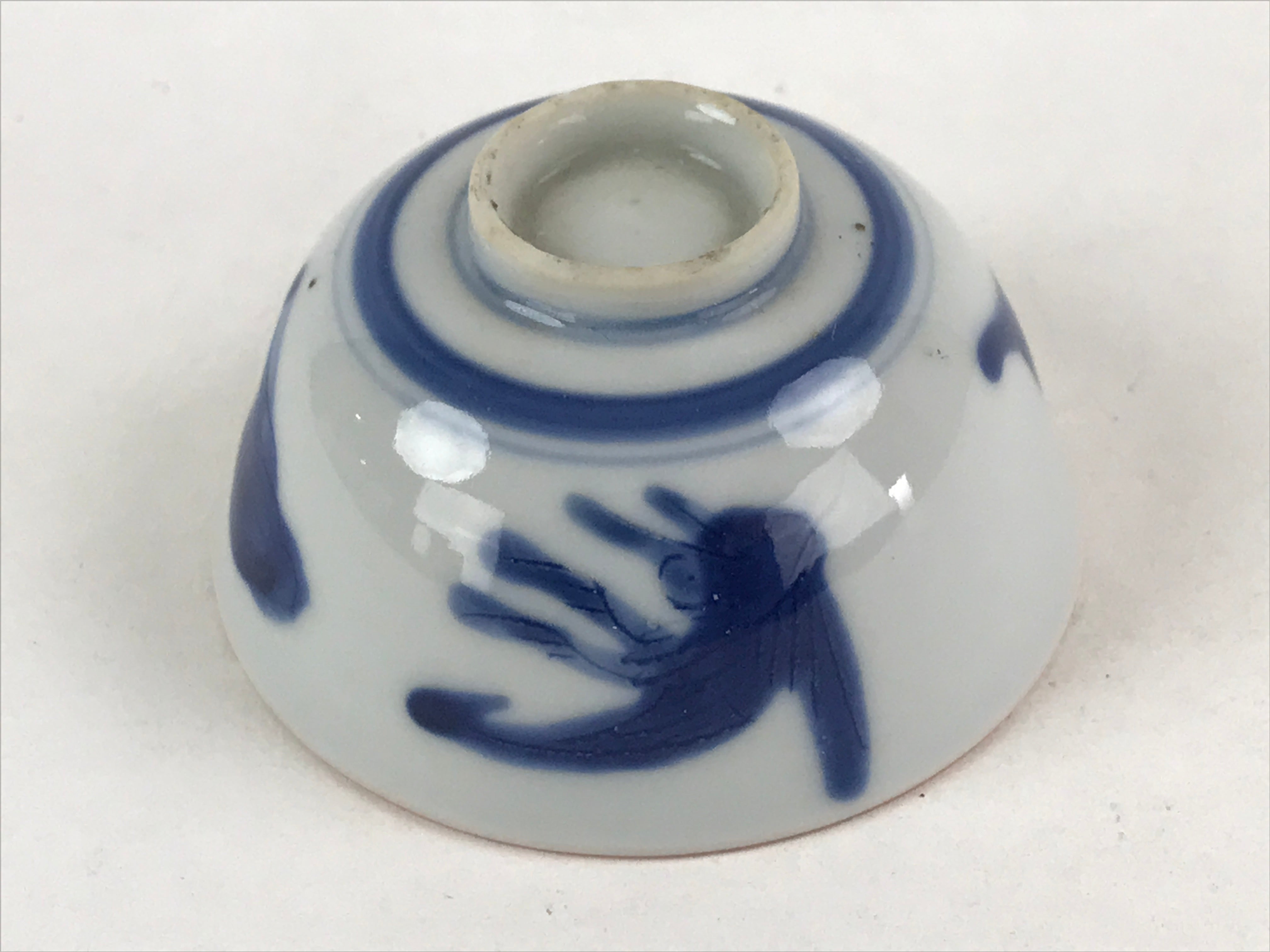 Japanese Ceramic Sometsuke Yunomi Teacup Vtg Pottery Blue White Bird TC362