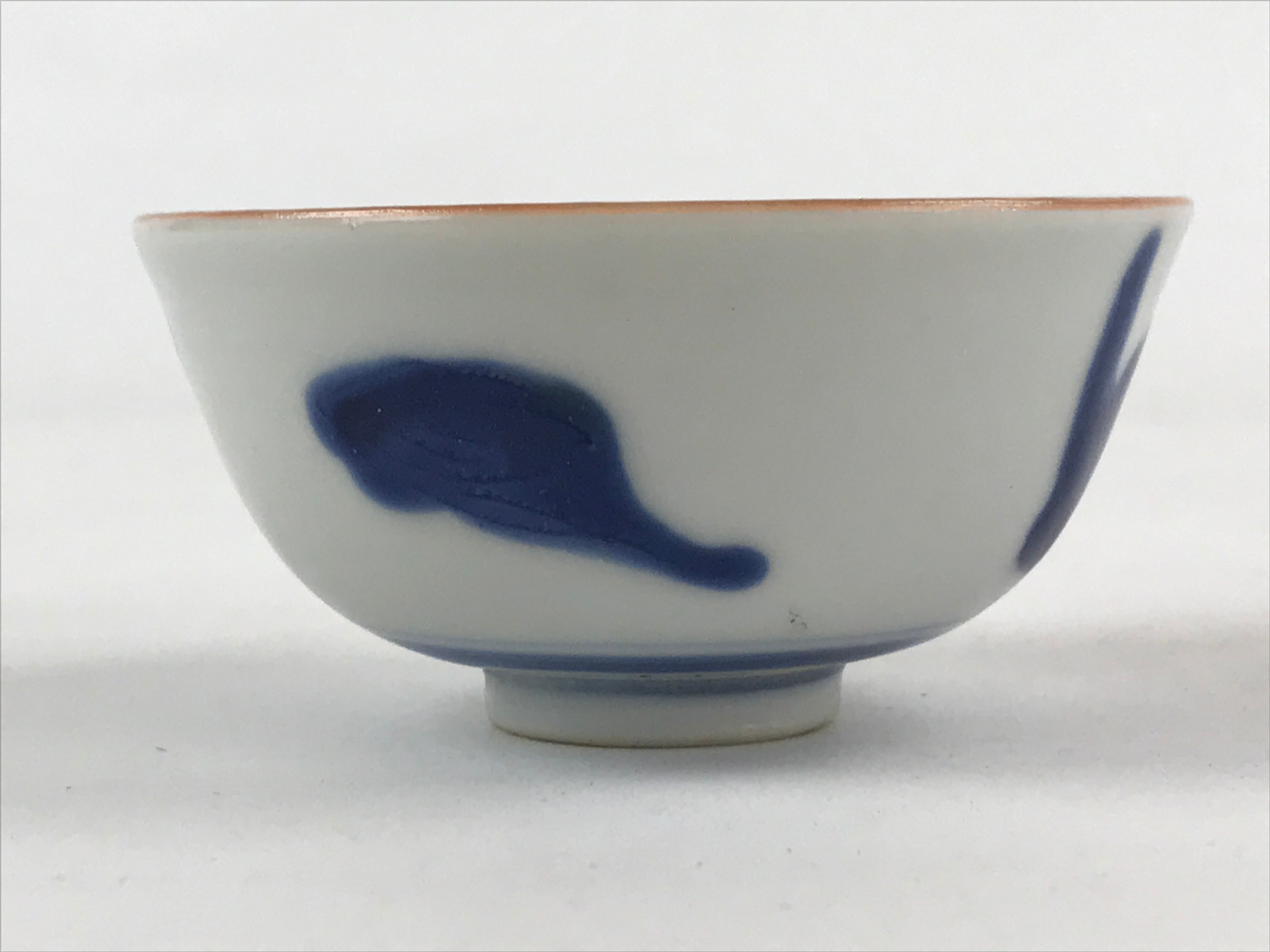 Japanese Ceramic Sometsuke Yunomi Teacup Vtg Pottery Blue White Bird TC362