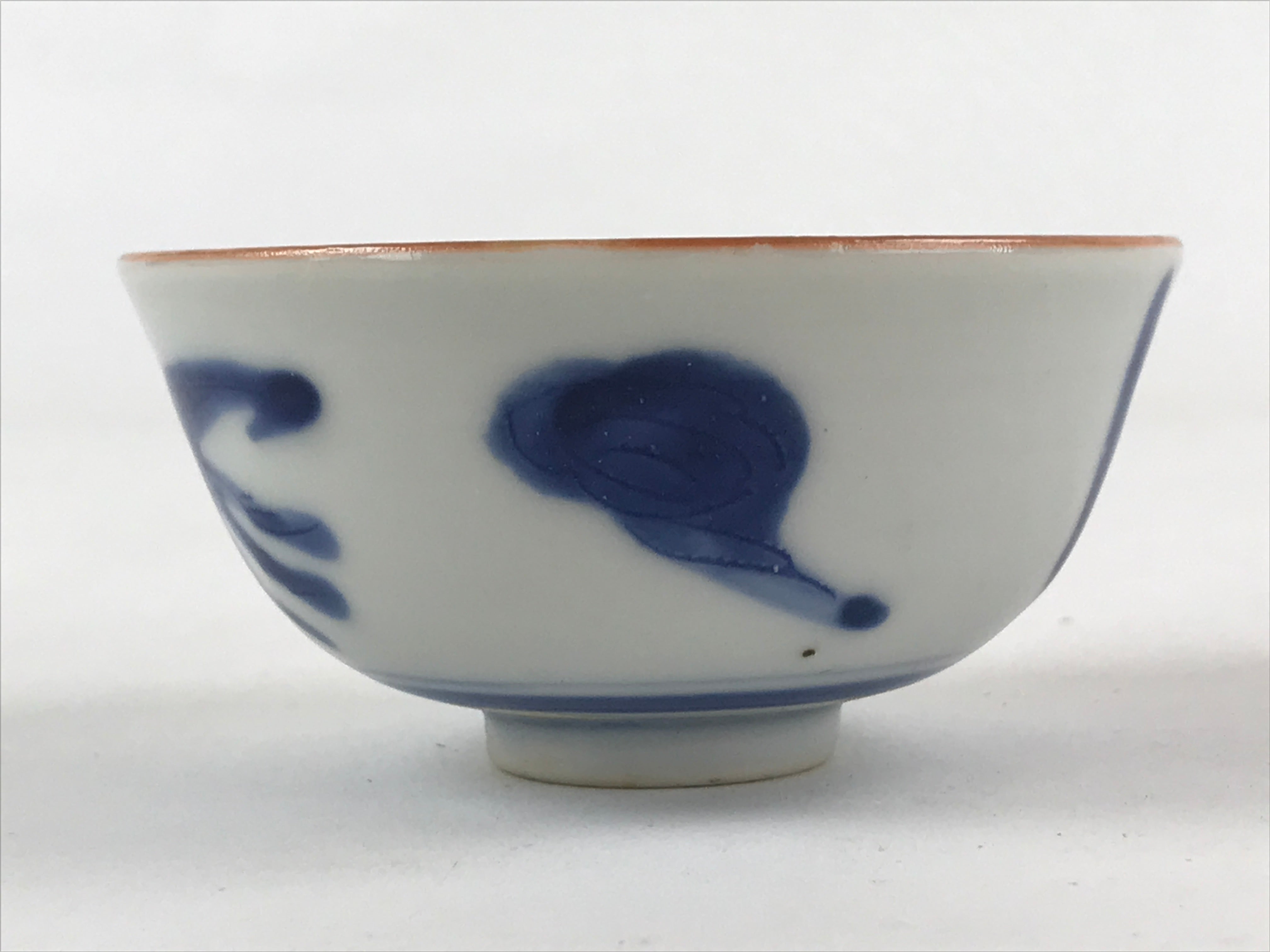 Japanese Ceramic Sometsuke Yunomi Teacup Vtg Pottery Blue White Bird TC362