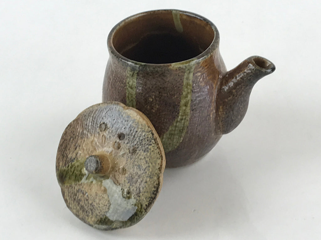 Japanese Ceramic Soy Sauce Dispenser Vtg Small Pot Pottery Yakimono Brown PY448
