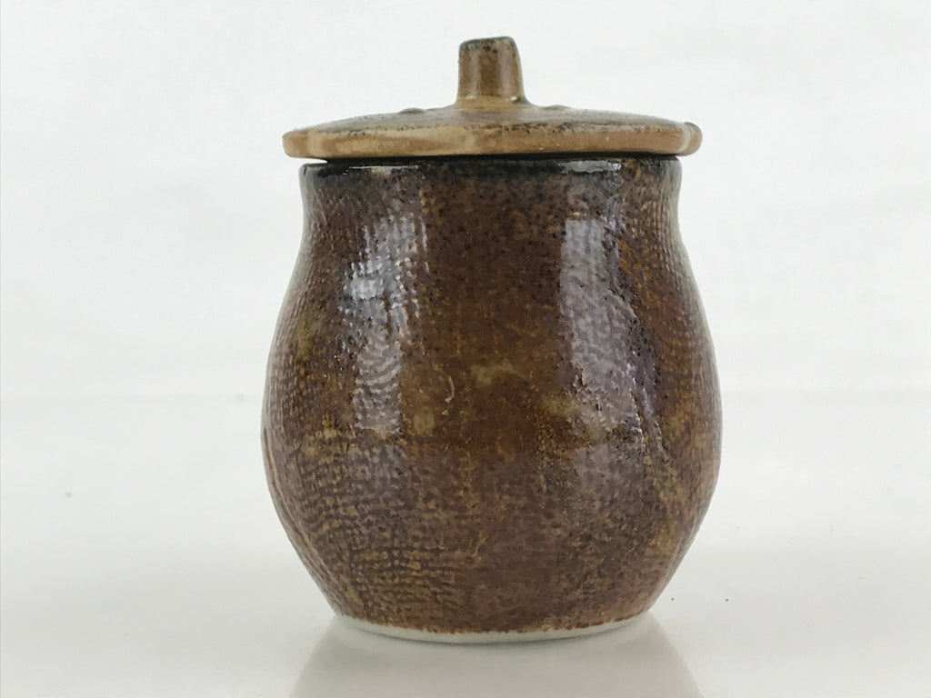 Japanese Ceramic Soy Sauce Dispenser Vtg Small Pot Pottery Yakimono Brown PY448