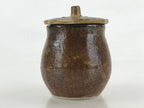 Japanese Ceramic Soy Sauce Dispenser Vtg Small Pot Pottery Yakimono Brown PY448