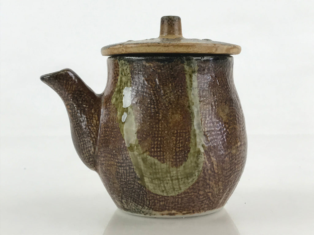 Japanese Ceramic Soy Sauce Dispenser Vtg Small Pot Pottery Yakimono Brown PY448
