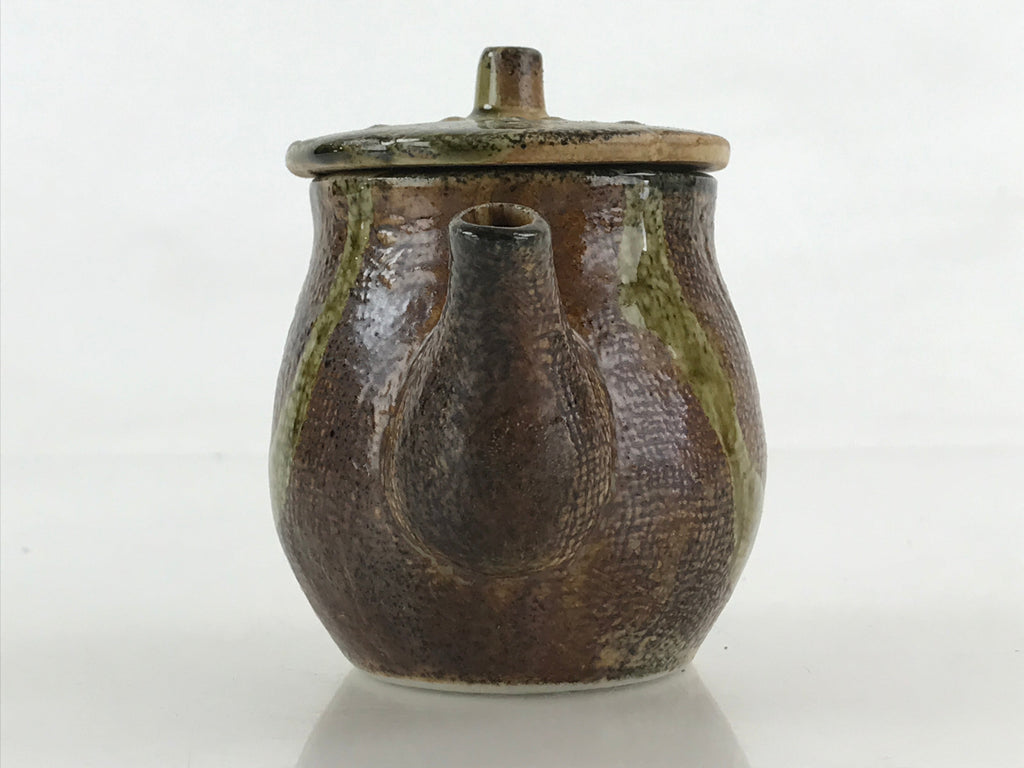 Japanese Ceramic Soy Sauce Dispenser Vtg Small Pot Pottery Yakimono Brown PY448