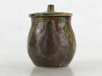 Japanese Ceramic Soy Sauce Dispenser Vtg Small Pot Pottery Yakimono Brown PY448