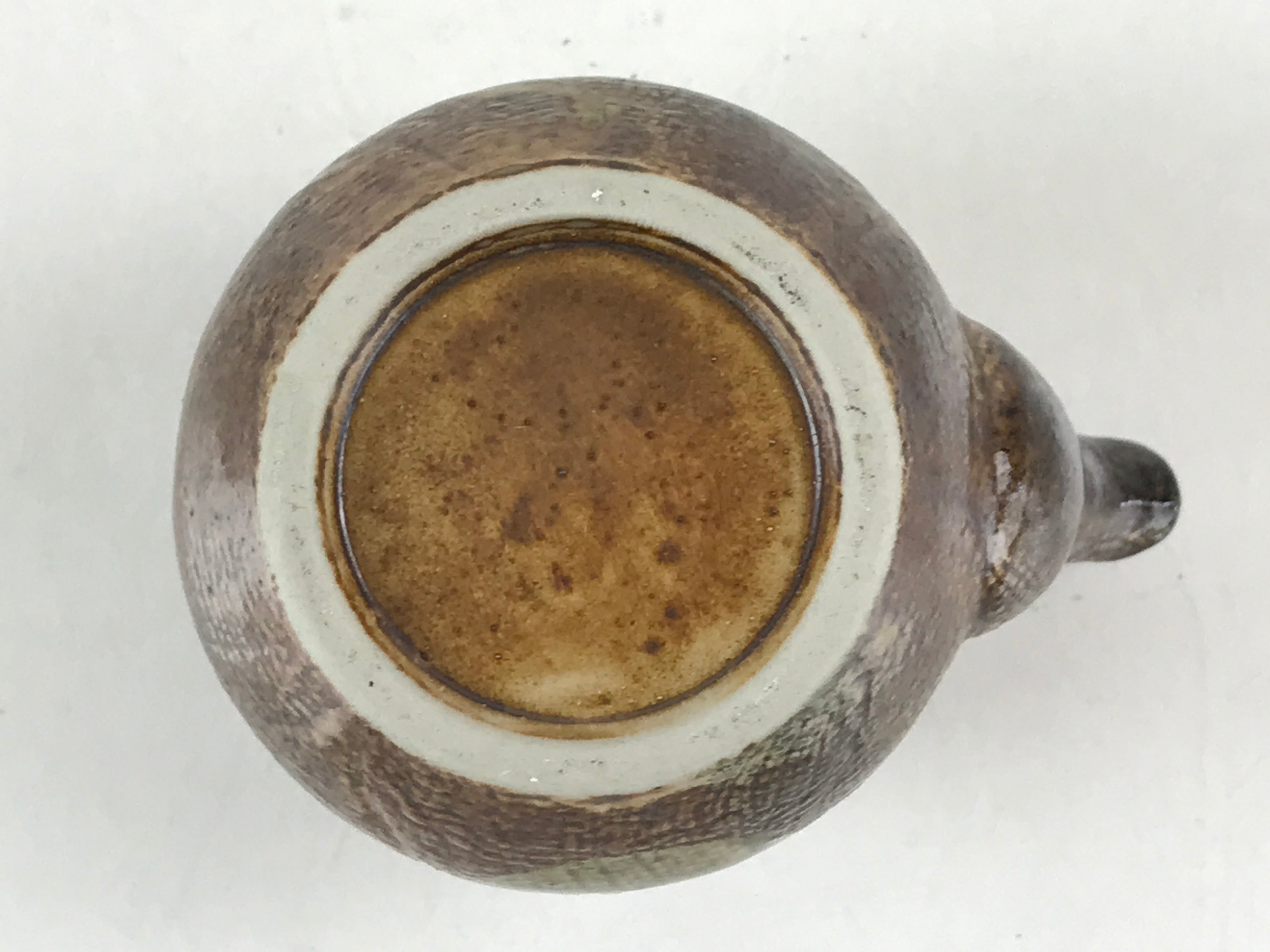 Japanese Ceramic Soy Sauce Dispenser Vtg Small Pot Pottery Yakimono Brown PY448