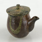 Japanese Ceramic Soy Sauce Dispenser Vtg Small Pot Pottery Yakimono Brown PY448