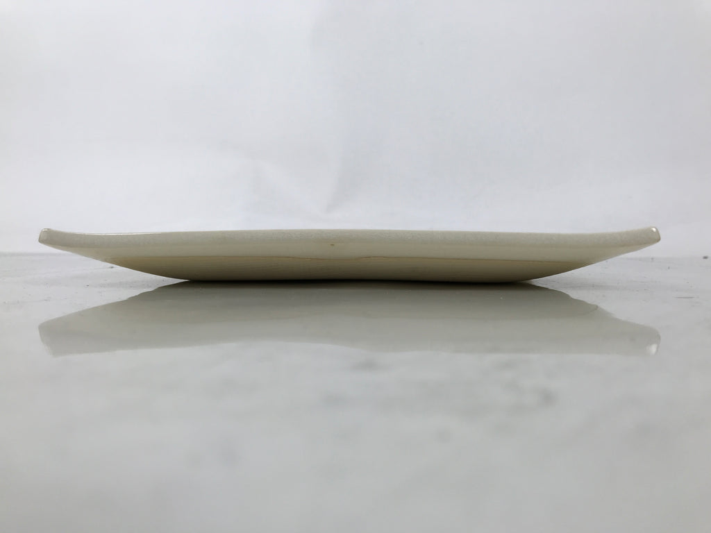 Japanese Ceramic Square Plate Vtg Beige Crackle Glaze Pot Green Pottery PX796