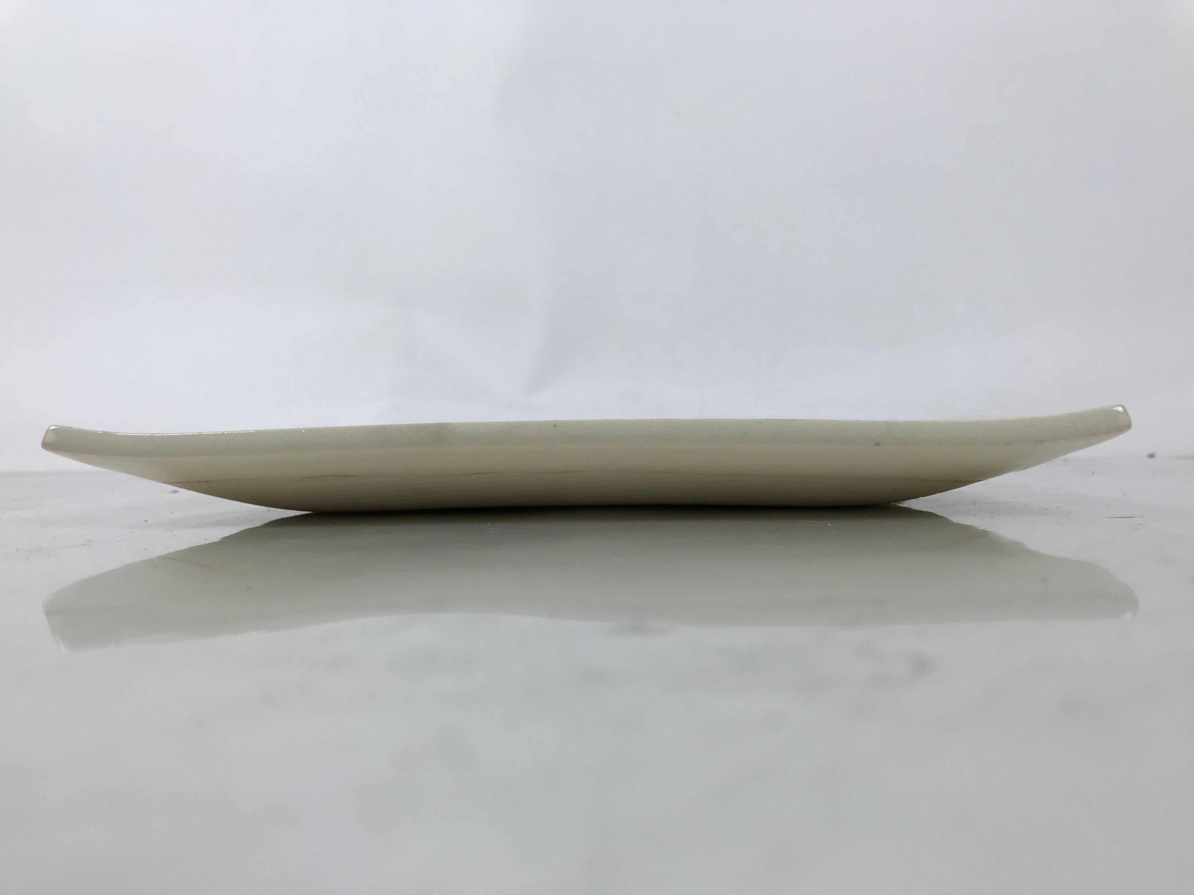 Japanese Ceramic Square Plate Vtg Beige Crackle Glaze Pot Green Pottery PX796
