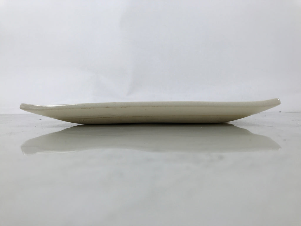 Japanese Ceramic Square Plate Vtg Beige Crackle Glaze Pot Green Pottery PX796