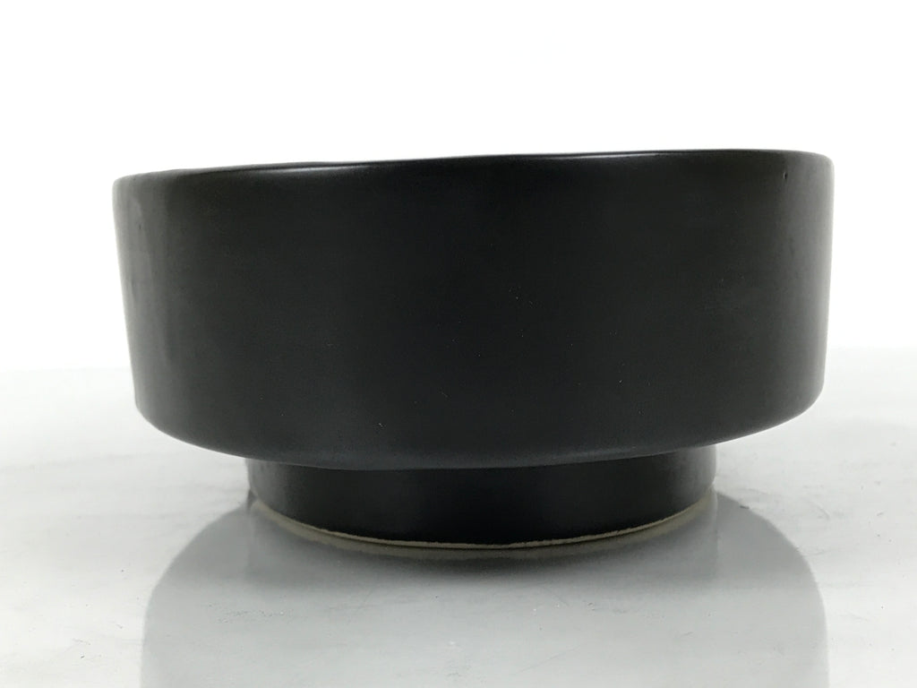 Japanese Ceramic Suiban Flower Vase Pottery Ikebana Accessory Black Oval Y560
