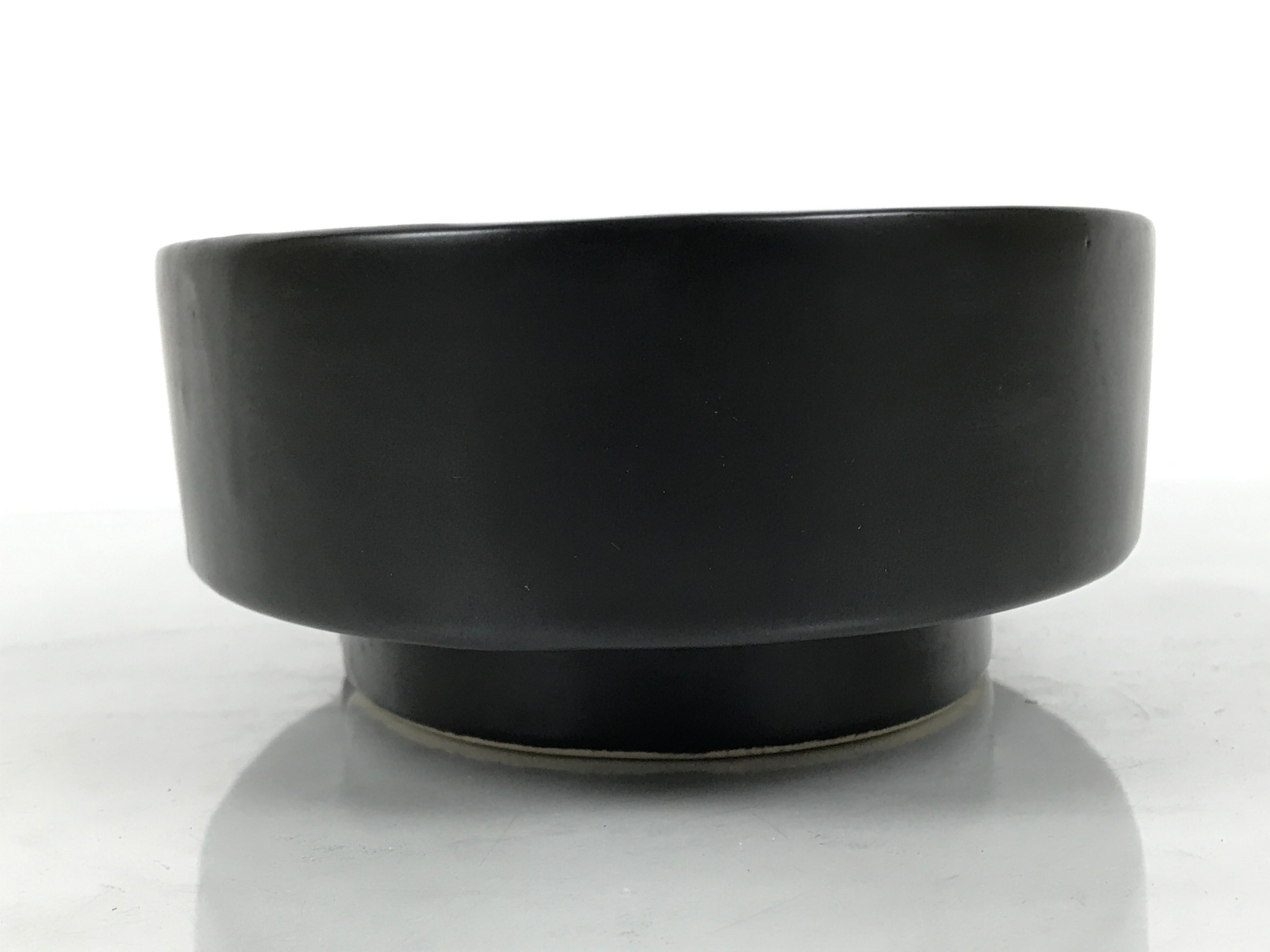 Japanese Ceramic Suiban Flower Vase Pottery Ikebana Accessory Black Oval Y560