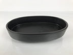 Japanese Ceramic Suiban Flower Vase Pottery Ikebana Accessory Black Oval Y560