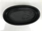 Japanese Ceramic Suiban Flower Vase Pottery Ikebana Accessory Black Oval Y560