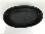 Japanese Ceramic Suiban Flower Vase Pottery Ikebana Accessory Black Oval Y560