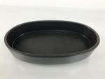 Japanese Ceramic Suiban Flower Vase Pottery Ikebana Accessory Black Oval Y560