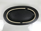 Japanese Ceramic Suiban Flower Vase Pottery Ikebana Accessory Black Oval Y560