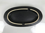 Japanese Ceramic Suiban Flower Vase Pottery Ikebana Accessory Black Oval Y560