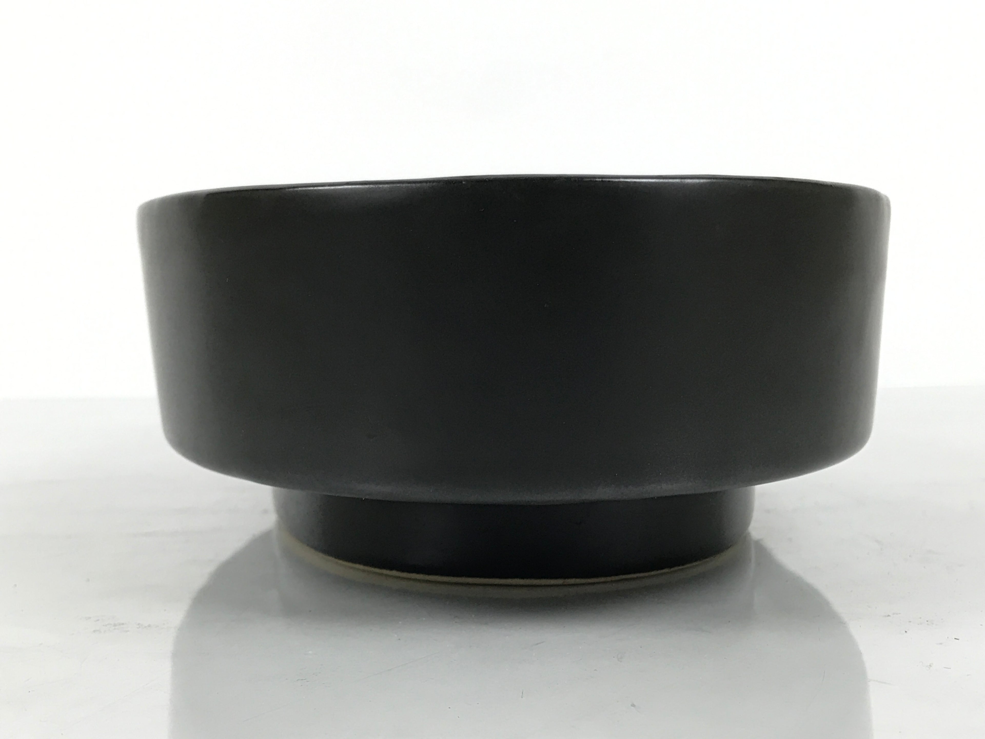 Japanese Ceramic Suiban Flower Vase Pottery Ikebana Accessory Black Oval Y560