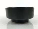 Japanese Ceramic Suiban Flower Vase Pottery Ikebana Accessory Black Oval Y560