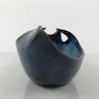 Japanese Ceramic Suiban Flower Vase Pottery Ikebana Accessory Blue Abstract Y532
