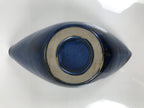 Japanese Ceramic Suiban Flower Vase Pottery Ikebana Accessory Blue Abstract Y532