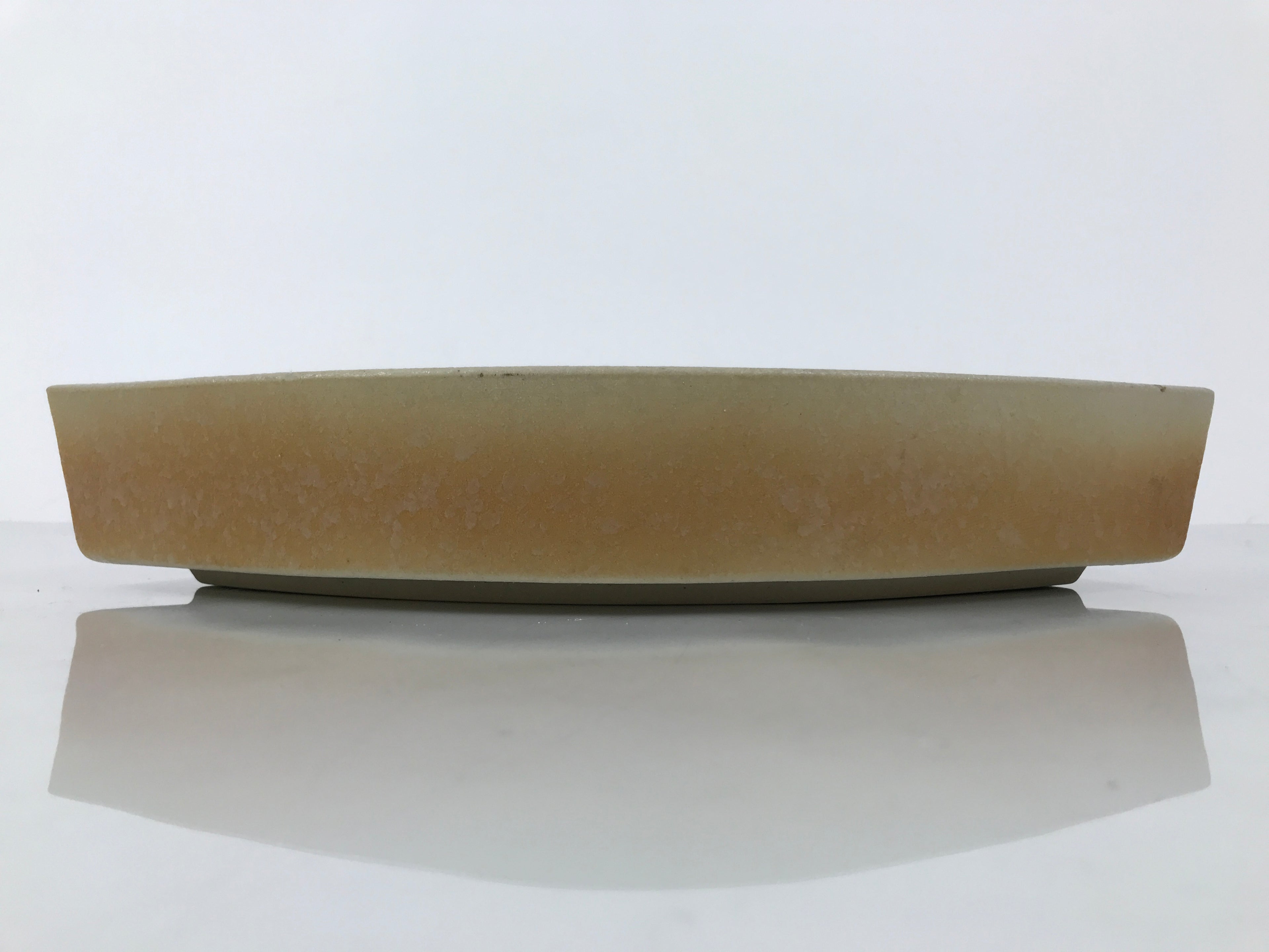 Japanese Ceramic Suiban Flower Vase Pottery Ikebana Accessory Curved Brown Y531